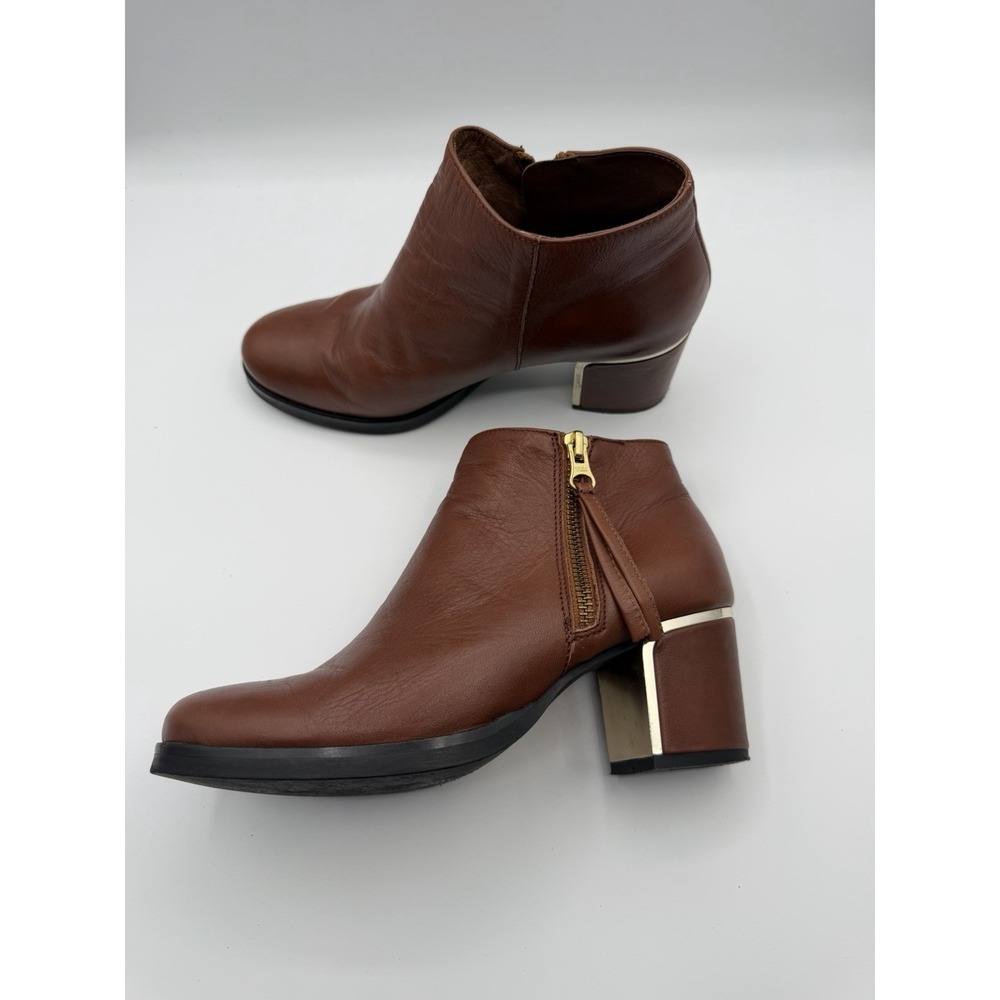 Eric Michael Brown Leather Ankle Boots High Heel Booties Women's Size 37 Spain